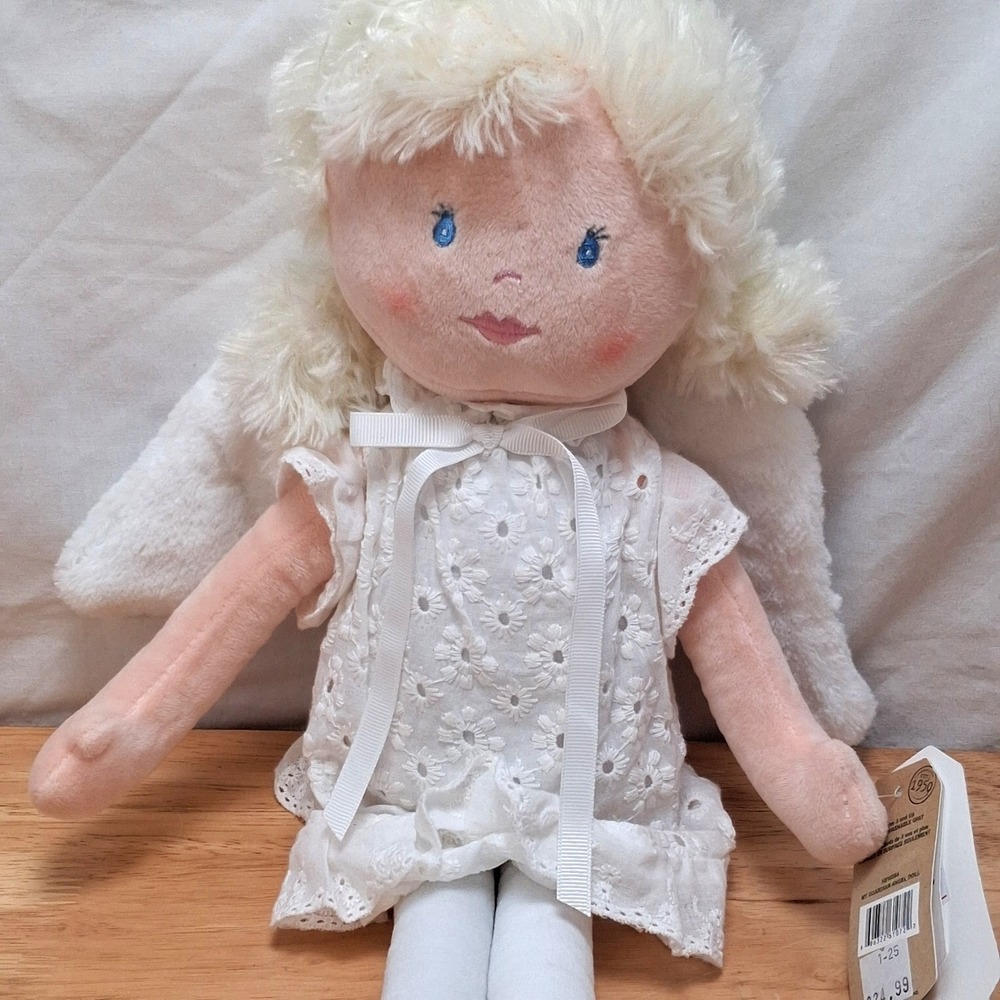 Ganz My Guardian Angel Doll Kids OS White Plush Wings Eyelet Dress with Tags